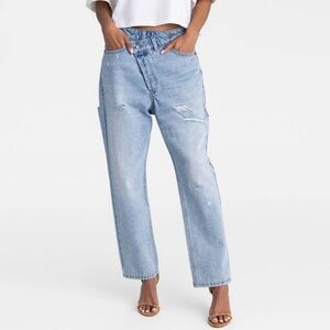 KBB Distressed Light Blue Straight Leg Jeans